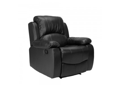 Real Leather Reclining Chair with Rock (Black)